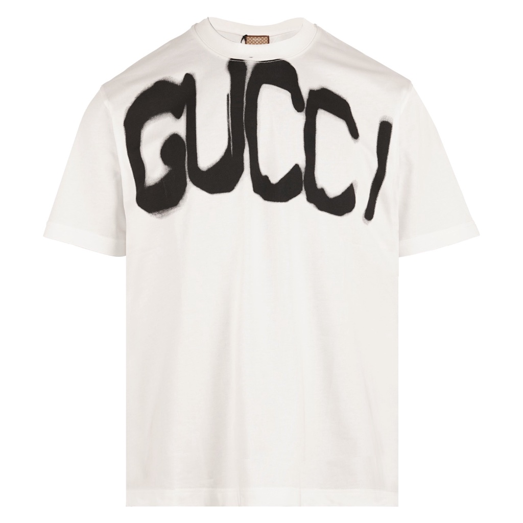Kaos Atasan Pria Gucci X Balenciaga Logo Cotton White Quality Import