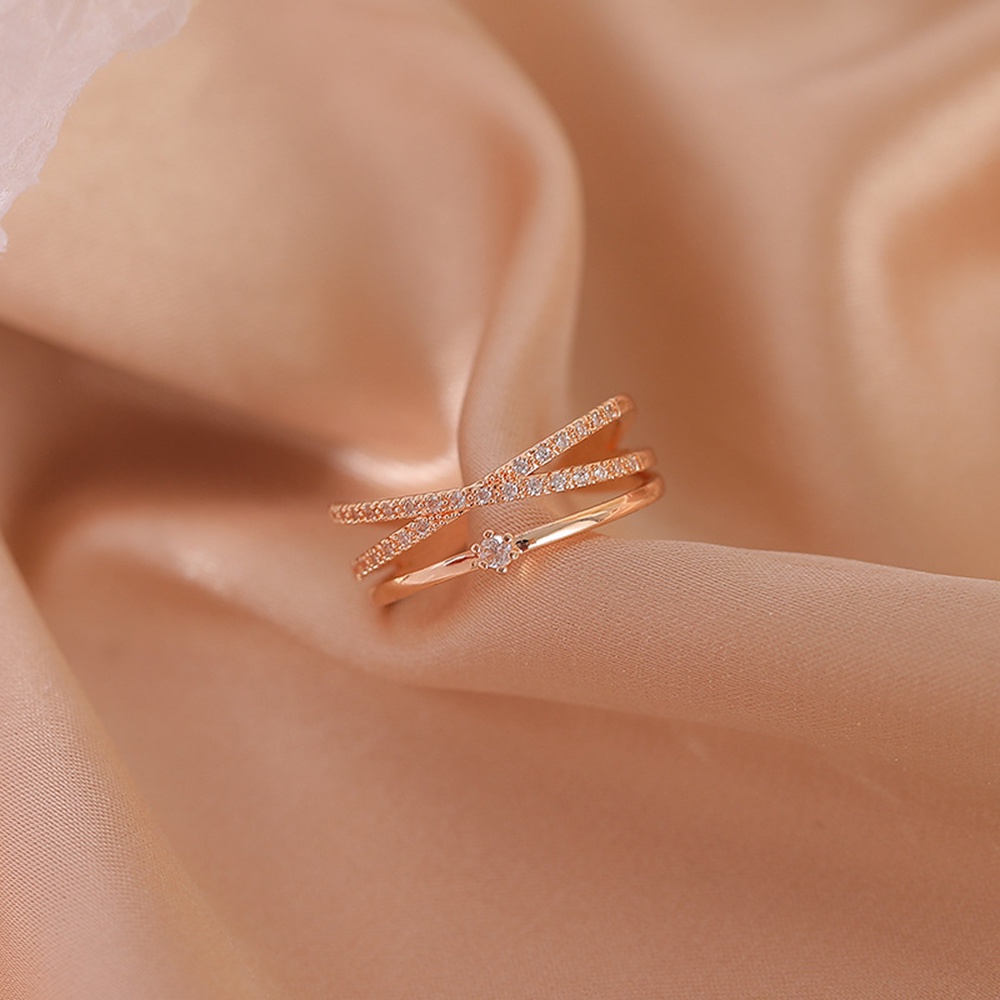 Cincin Sterling Silver 925 Lapis Rose Gold 2 Lapis Model Terbuka Adjustable Gaya Korea Untuk Wanita