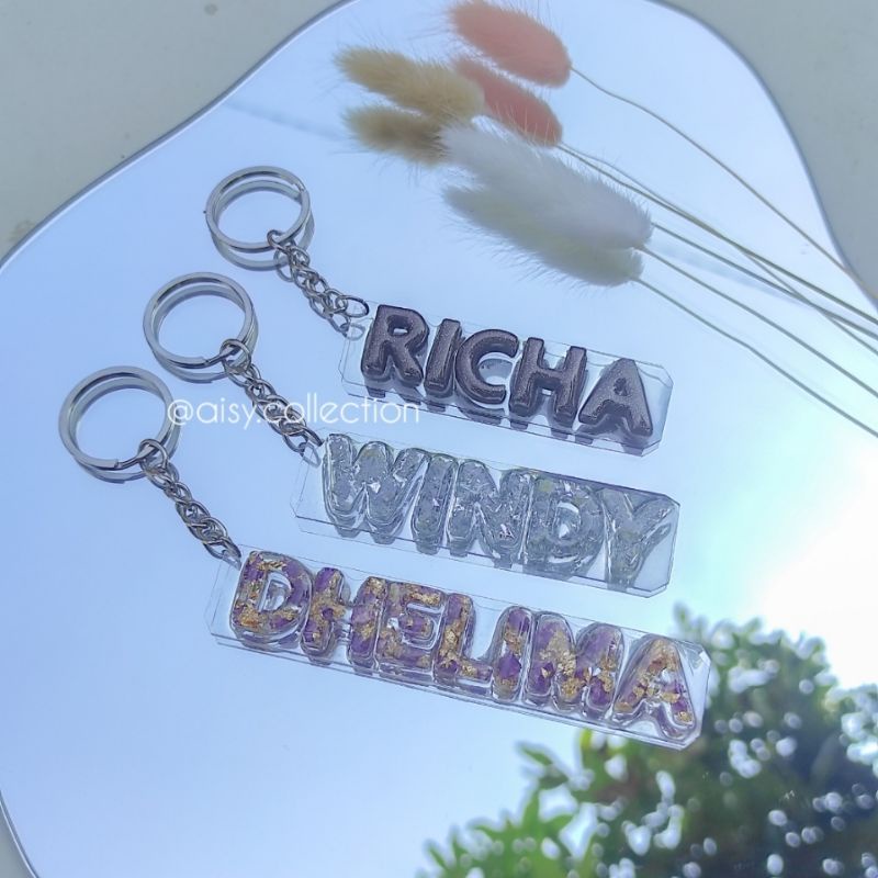 Gantungan Kunci Custom Nama Resin | Keychain Resin Art Custom | Keychain Custom | Gantungan Kunci Cu