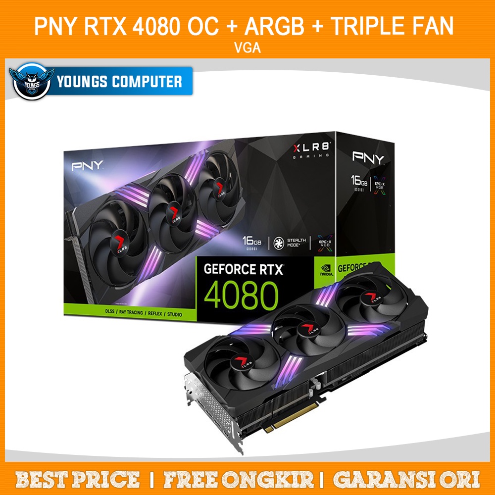 VGA PNY RTX 4080 16GB GDDR6X OC + ARGB + Triple Fan