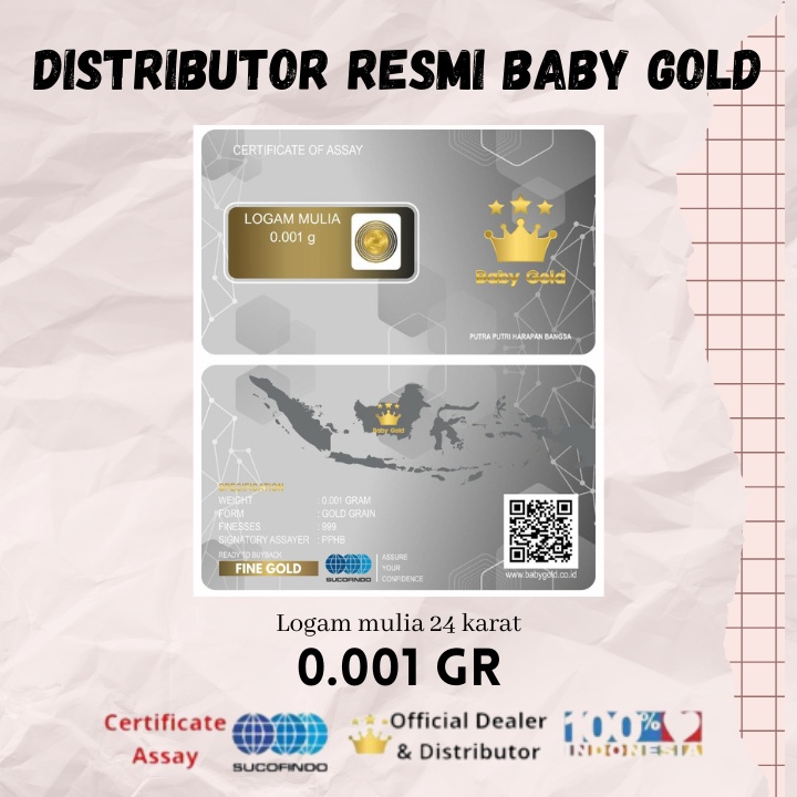 BABY GOLD logam mulia 24 karat emas mini 0.001 gram
