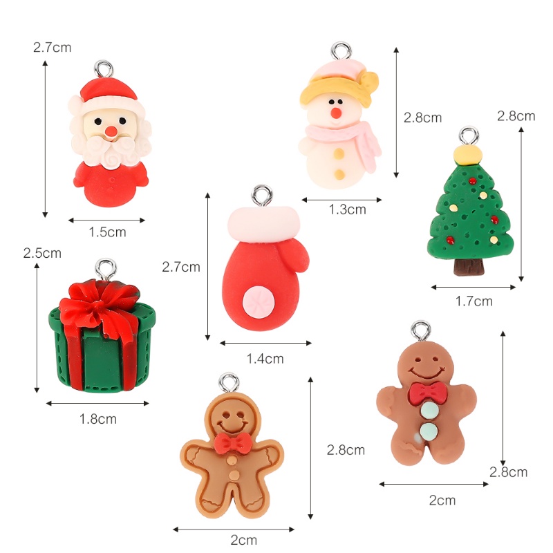 10 Pcs Aksesoris Liontin Bentuk Gingerbread Man Santa Claus Bahan Resin Untuk Membuat Anting Gelang Gantungan Kunci