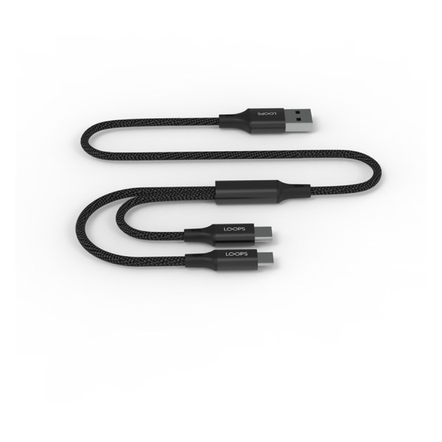 Loops 2 in 1 Nylon Cable 1.2M - Black