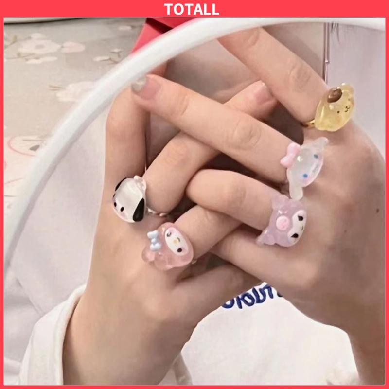 COD Cincin Kuromi Melody Adjustable Resin Retro Gaya Untuk Wanita-Totall