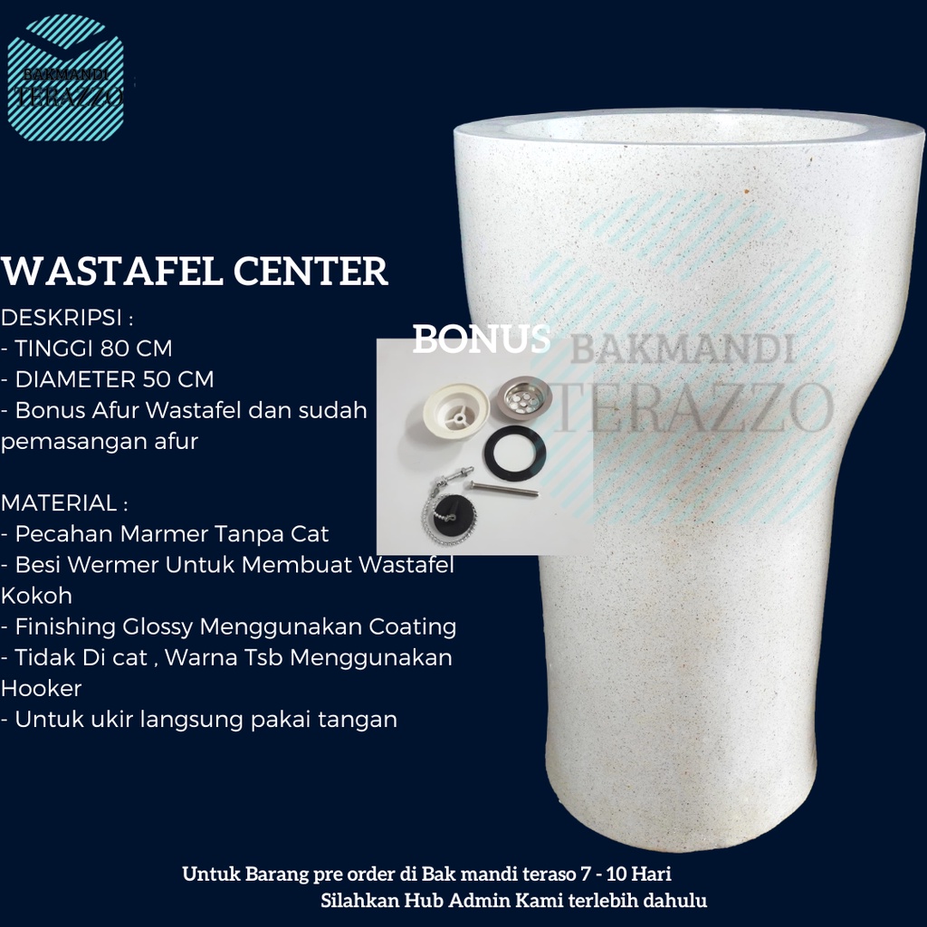 BAKMANDIITERAZZO | WASTAFEL KERAMIK | CUCI TANGAN BATU ALAM | WASHTAFEL MARMER/GRANIT | TIPE CENTER