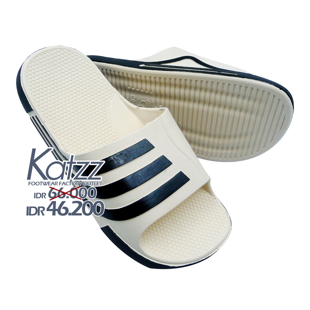 Katzz - Sandal Slop Pria Warna Cream Uk 30-43 / Sandal  Rumah / Sandal Karet / Sandal Pria Casual / Sandal Slop Kekinian / sandal Murah [ Katzz M 11 CQ 073 ]