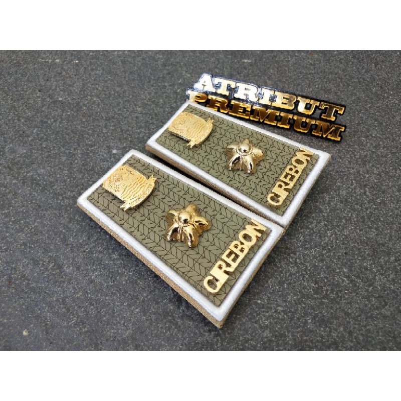 Pangkat PDH ASN CIREBON 3D Lis Putih Kain Akrilik