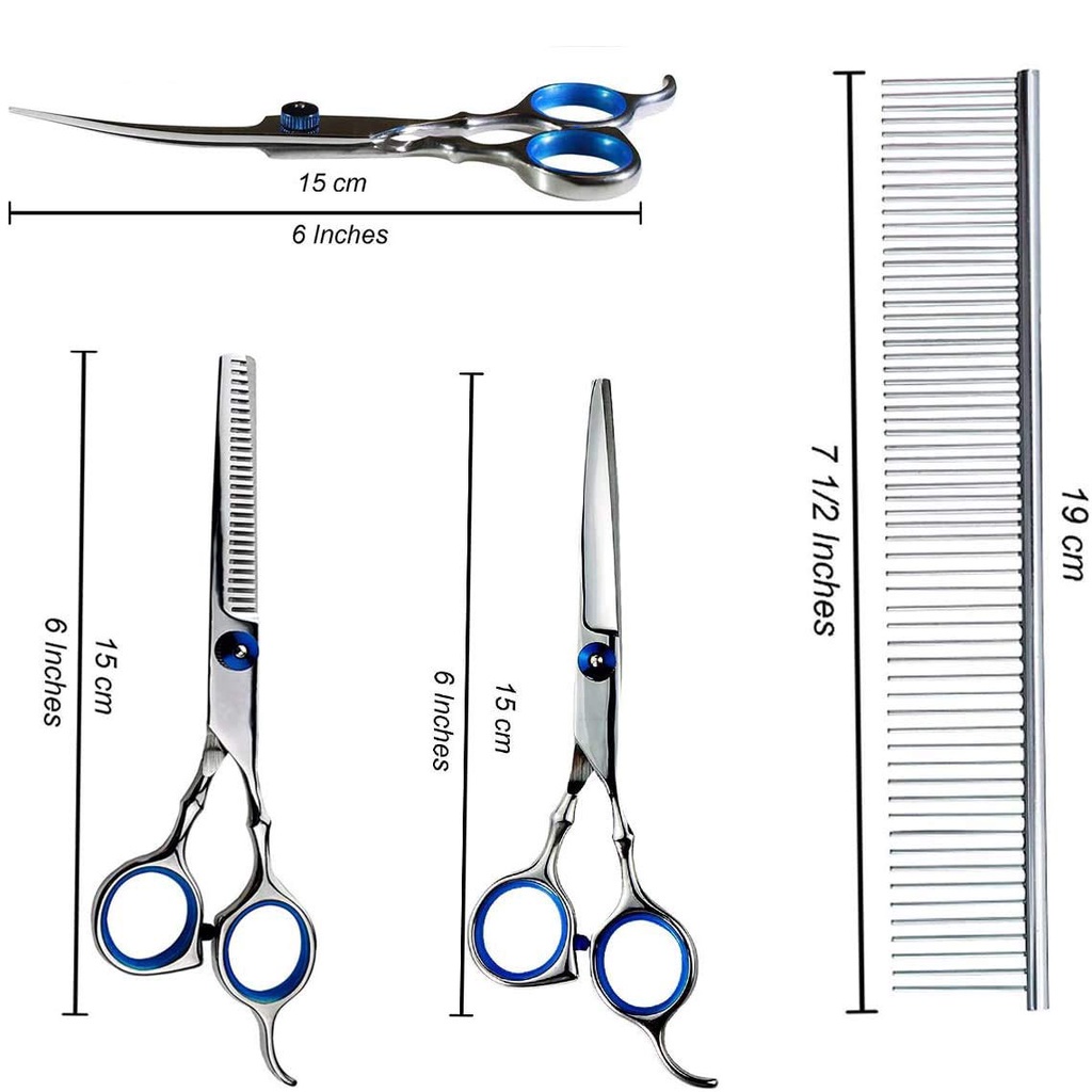 5 Pcs Dengan Sisir Grooming Gunting Set Perawatan Rambut Melengkung Berguna 6 Inci Anjing Kucing