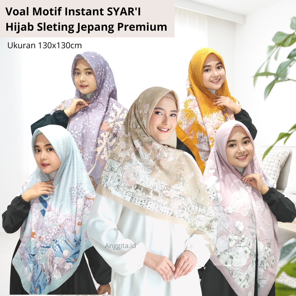 12.12 SALE || Voal Motif Instant Sleting Jepang Syar'i original by Anggita.id Segiempat Instan Jumbo