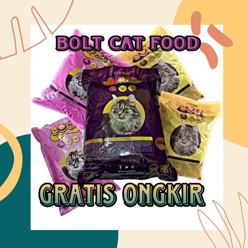 Makanan Kucing 1Kg Bolt / Pakan Hewan Bolt 1Kg / Bolt Makanan Kucing 1kg