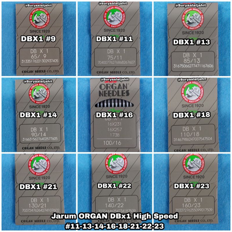 Jarum Organ DBx1 (jrm jahit) #9 11 13 14-16-18-21-22-23