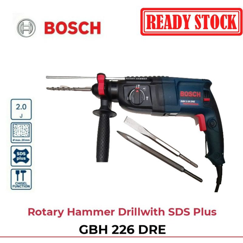 Bor beton BOSCH GBH 2-26 DRE NEW 3fungsi SDS PLUS Rotary Hammer drill,, TANPA BOX ya