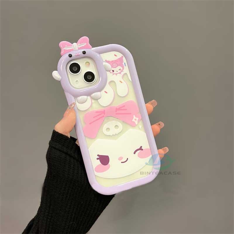 Realme 10 C55 C30 C31 C33 C35 C21Y C25Y RealmeC11 C25 C17 C15 C12 C3 C2 7i 5 5i 6i Kuromi Little Monster Frame Lensa Phone Case Binteacase