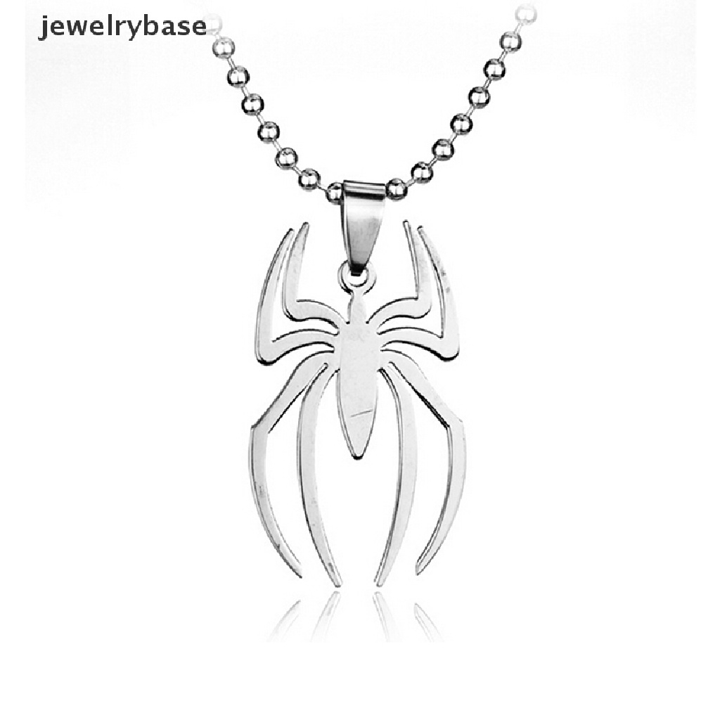 Kalung Liontin Laba-Laba Marvel Super Heroes Bahan Stainless Steel Warna Silver