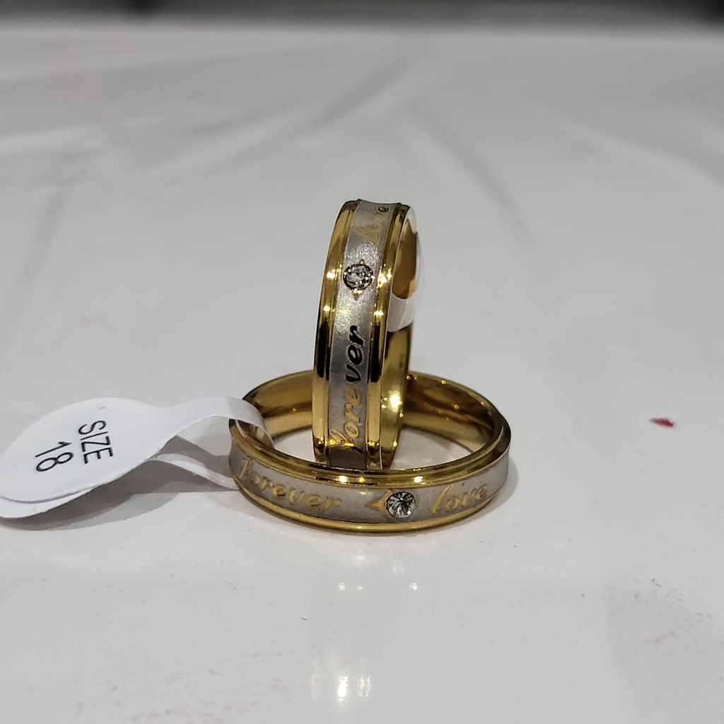 Cincin COUPLE pasangan Udah Dapat 2 Pcs  Cincin, Perak Stainless Steel Love Forever