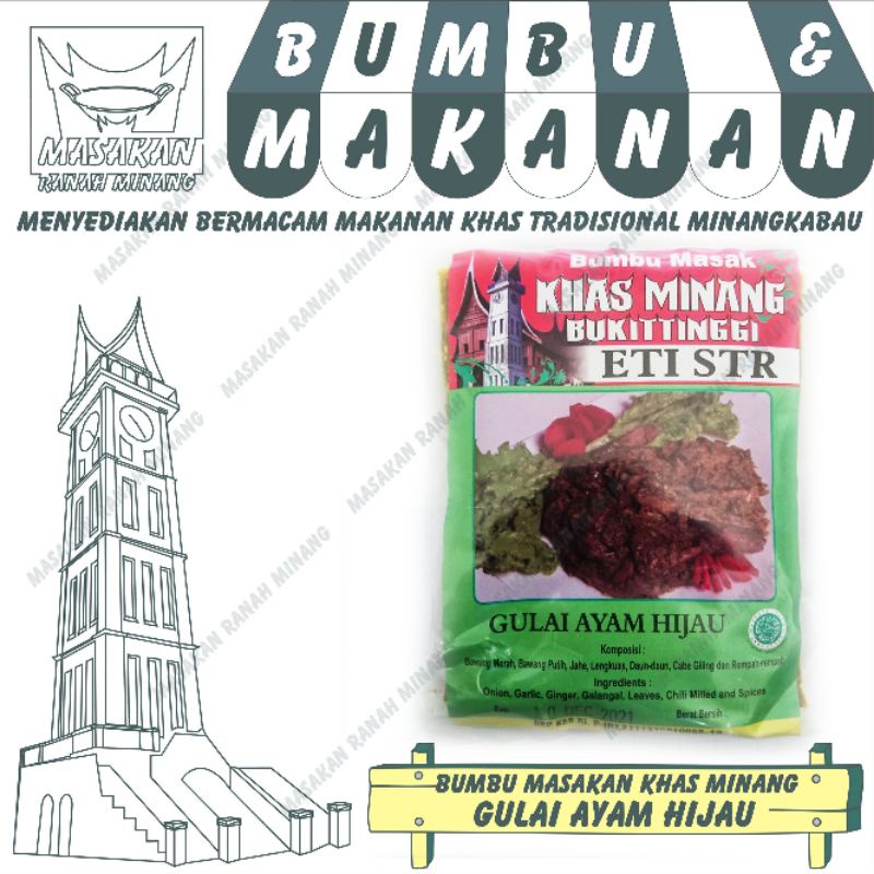 

bumbu Minang Eti STR gulai ayam hijau khas masakan rumah makan Padang Bukittinggi sumatra barat