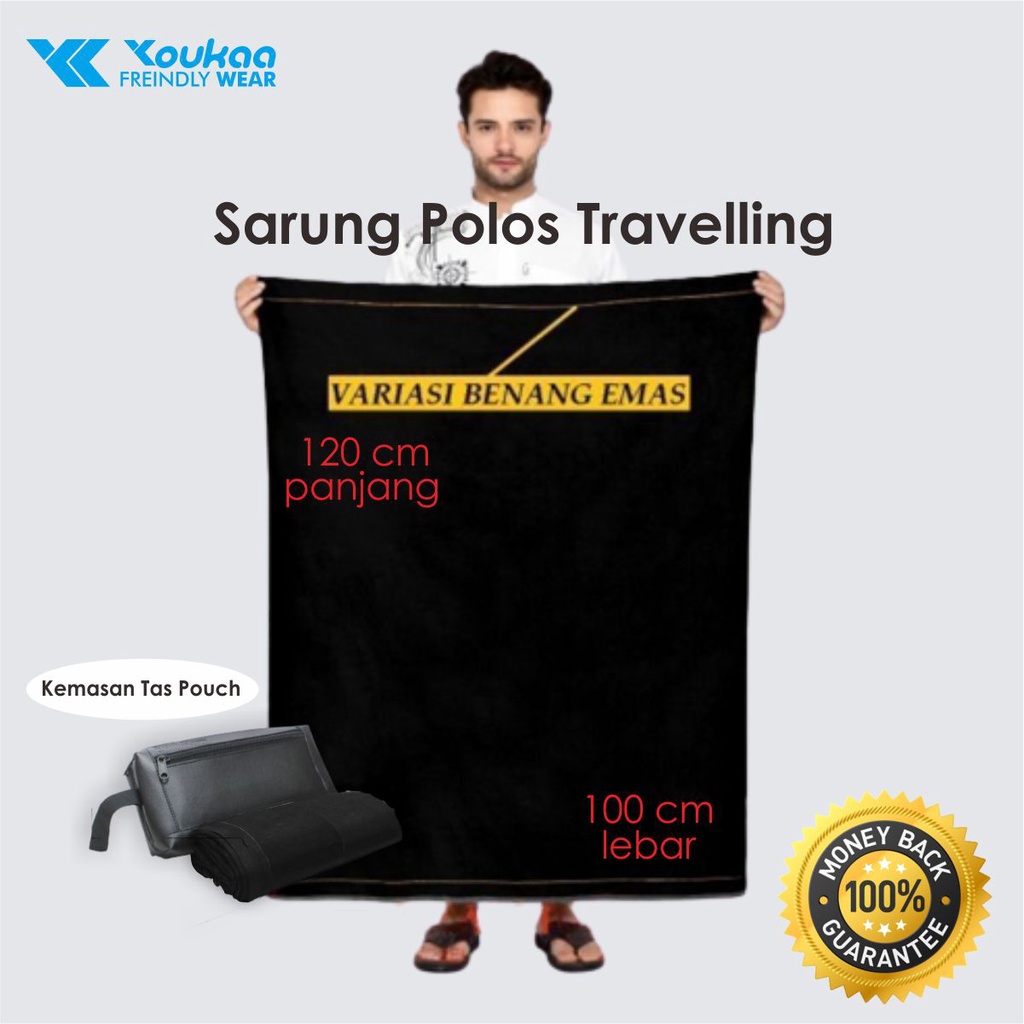 Sarung Traveling Pria Pouch Motif Tenun Polos Kemasan Tas Premium