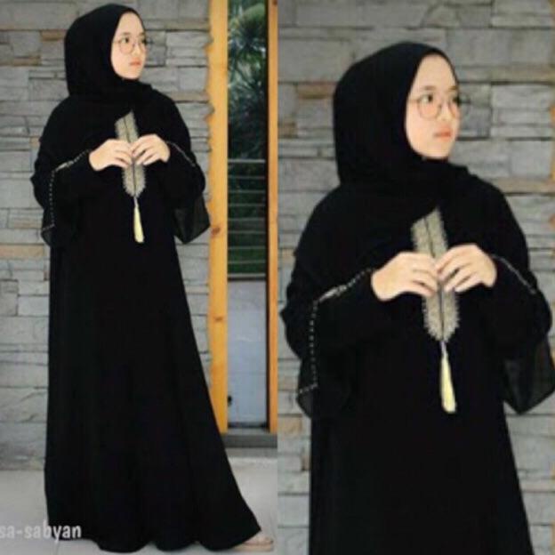 PRODUK- TERBARU BAJU ABAYA GAMIS HITAM TURKEY ABAYA BORDIR BAHAN JETBLACK LEMBUT KWALITAS BOUTIQUE A