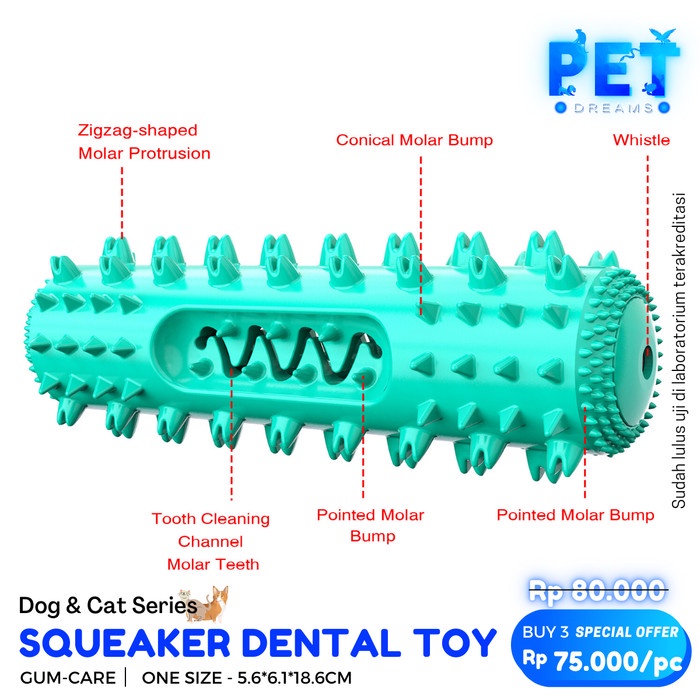 MAINAN BUNYI GIGITAN ANJING PEMBERSIH GIGI TOOTHBRUSH DOG DENTAL TOY