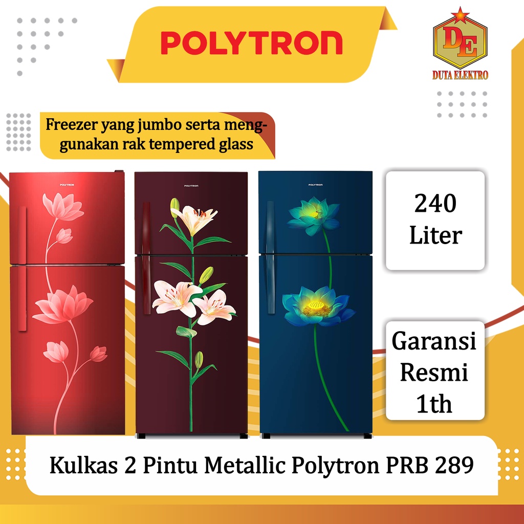 Kulkas 2 Pintu Metallic Polytron PRB 289