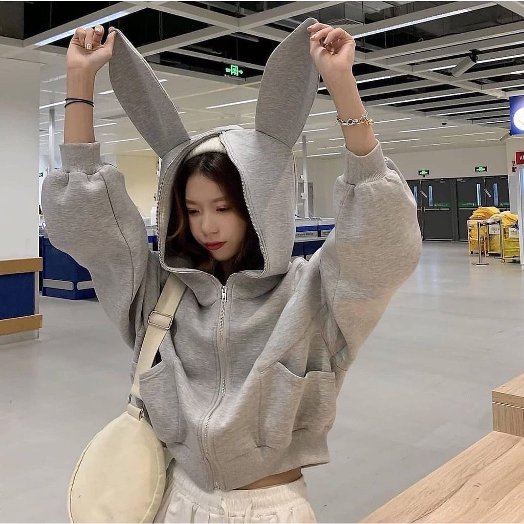 CROPE HODIE RABBIT SWEATER OVERSIZE CROPE STYLE KOREA