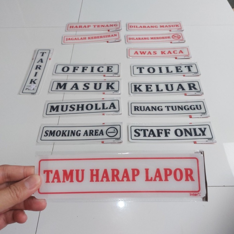 

TERMURAH! Sign Akrilik Tulisan TAMU HARAP LAPOR Bahan PP 5x20cm 1 Buah