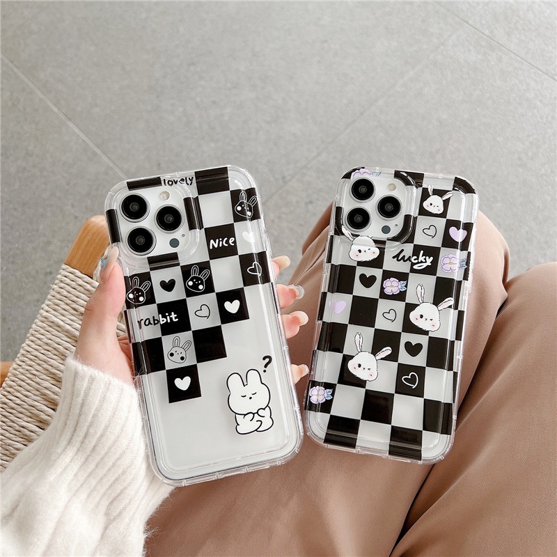 Soft Case TPU Motif Catur Hitam Putih Untuk IPhone 14 13 12 11 Pro Max