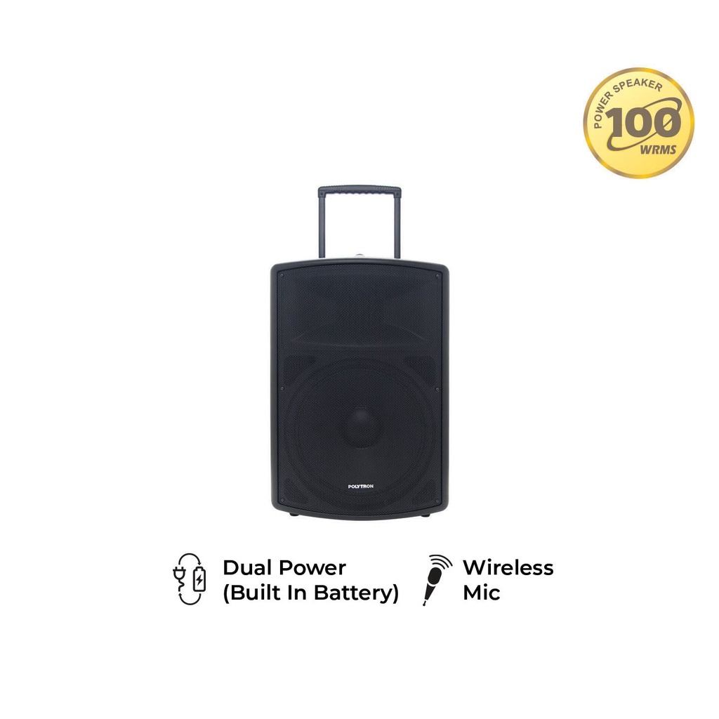 ￼Polytron Bluetooth Trolley Speaker Active Speaker Aktif Karaoke 15 Inch PAS PRO 15F2 PASPRO15F2 PAS