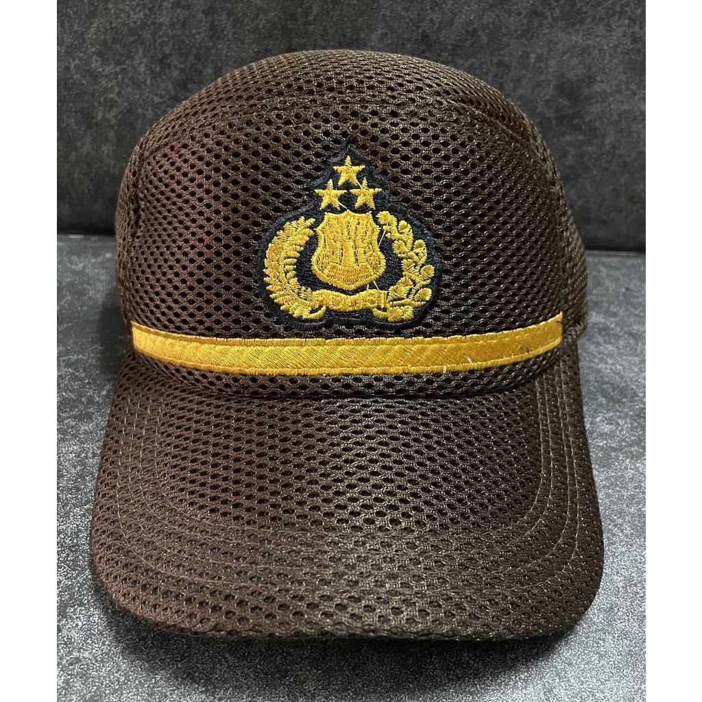 Topi Jaring Polis* List Pama (Cokelat) - Topi Pama Police - Topi Cokelat