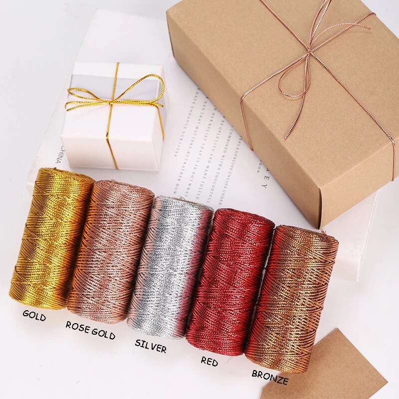 Benang Lanyard 1.5mm 100 meter per roll Warna Gold Silver Merah Bronze Tali Emas Perak tali Kemasan 