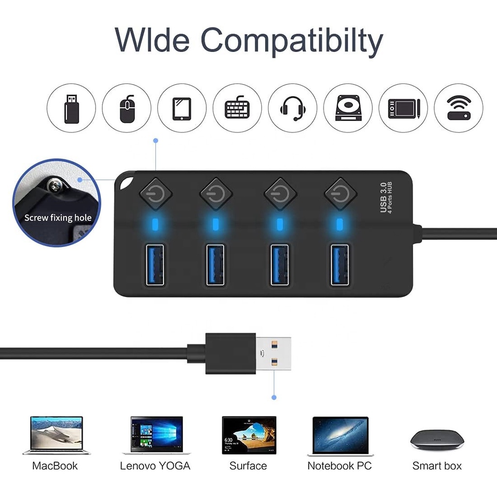 Hub adapter usb 3.0 4 port Kecepatan Tinggi Untuk PS4 Slim / Pro Komputer Laptop PC