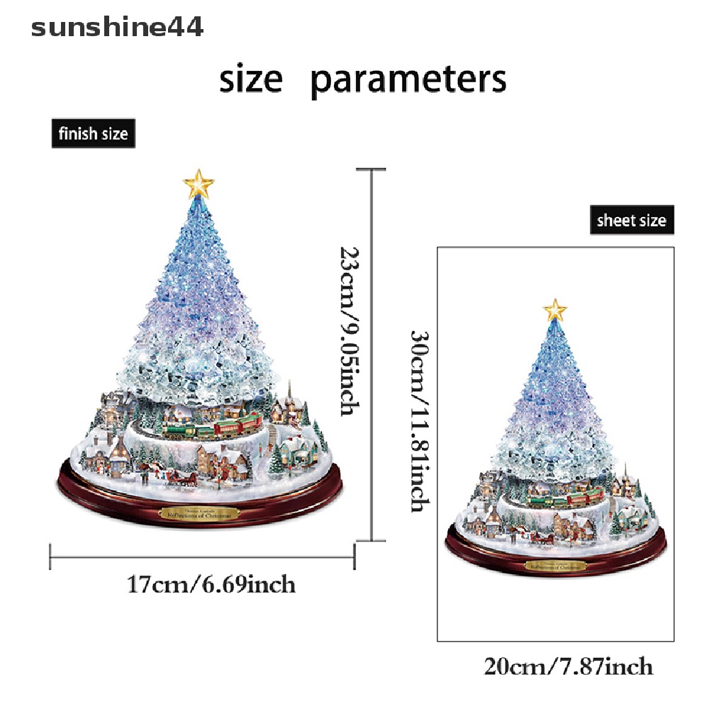Sunshine Stiker Dinding / Jendela Motif Santa Claus / Snowman / Pohon Natal Kristal 20x30Cm Untuk Dekorasi Rumah