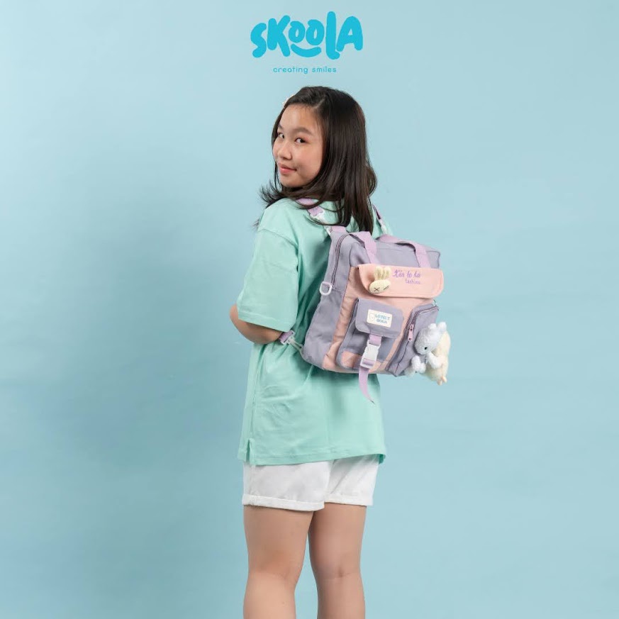 Skoola Tas Sekolah Anak Perempuan Kuliah Remaja Ransel Selempang Bahu 3in1 Multifungsi - Dokki Korea