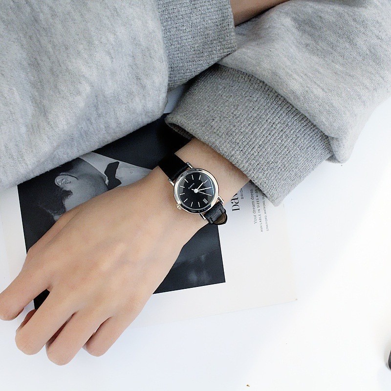 HBS 128 Jam Tangan Casual Wanita Analog Kecil Dial Bulat Dengan Strap Pu Leather Korean Fashion