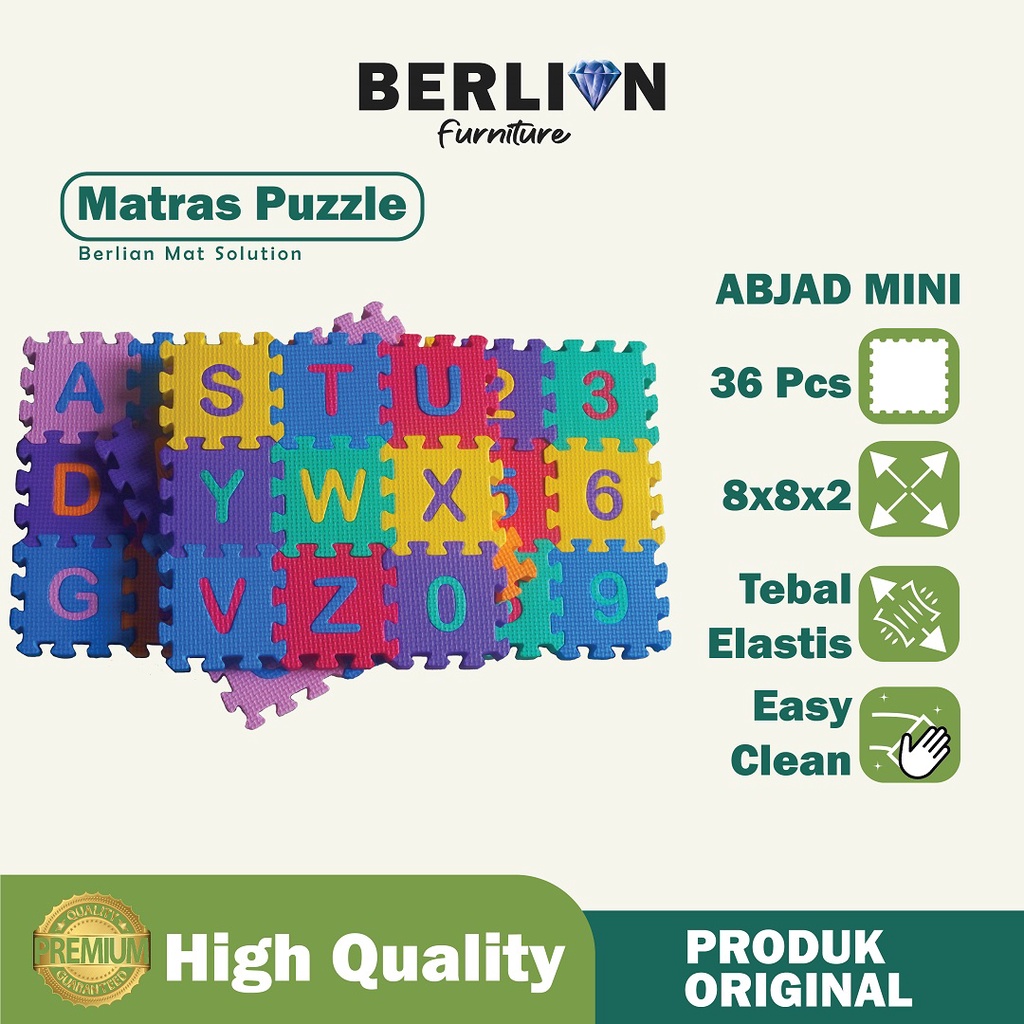 Matras Puzzle Abjad Mini A-Z / Huruf 0-9 8 x 8 Tbl 2 Cm isi 36 Pcs / Alas Lantai / Playmat / Tikar / Karpet / Alas Bermain anak