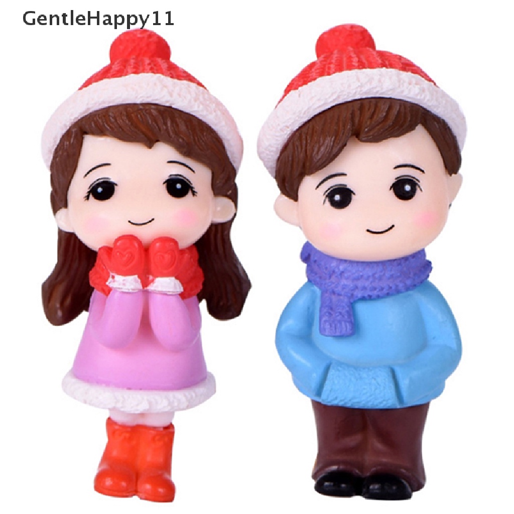 Gentlehappy 2pcs/set Boneka Pecinta Mini Model Angka Patung Taman Peri Lanskap Mikro id