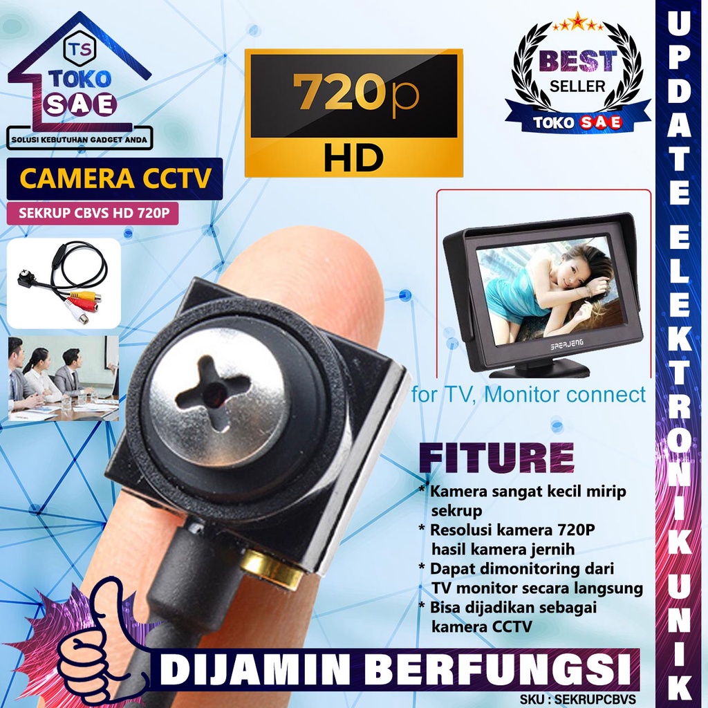 Spy Cam CCTV Scrup Mini CVBS 1.3Mp Kamera Tersembunyi Sekrup Kecil Camera CCTV Mini CBVS Sekrup Kame