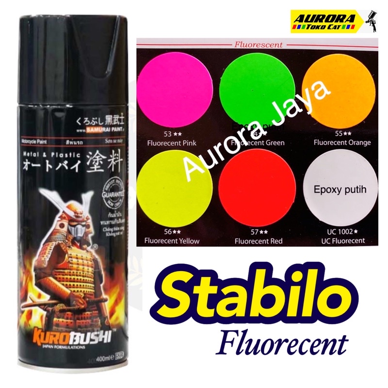 Samurai Paint Fluorescent Stabilo Pink Green Orange Yellow Red Merah Muda Hijau Oranye Oren Kuning M