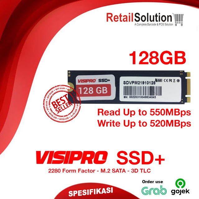 SSD M2 M.2 2280 - Visipro SSD+ 128GB 128 GB Garansi Resmi