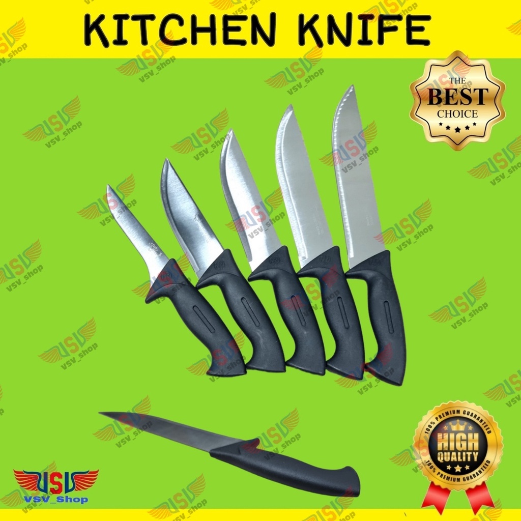 Pisau Dapur Gagang Plastik PP Premium Kitchen Knife 7&quot; Chef Knife