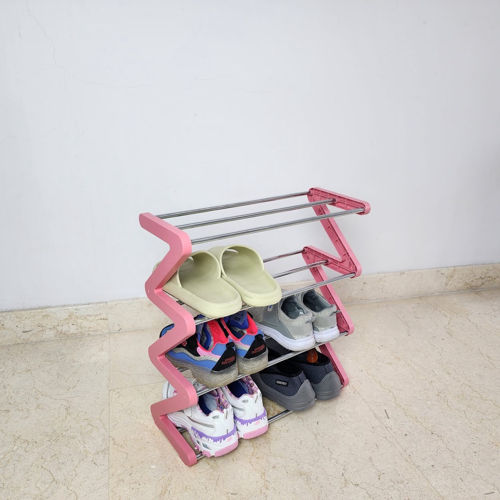 (800GR) SHENAR Z SHAPE SHOE RACK 4 LAYER / TEMPAT SEPATU KEKINIAN / RAK SEPATU 4 SUSUN / RAK SENDAL 4 SUSUN / RAK SEPATU TINGKAT