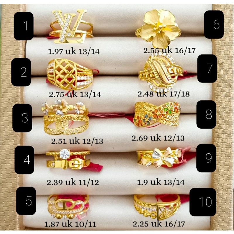 Cincin Wanita Salib Permata Jewellery Ring women cantik Gold Emas asli