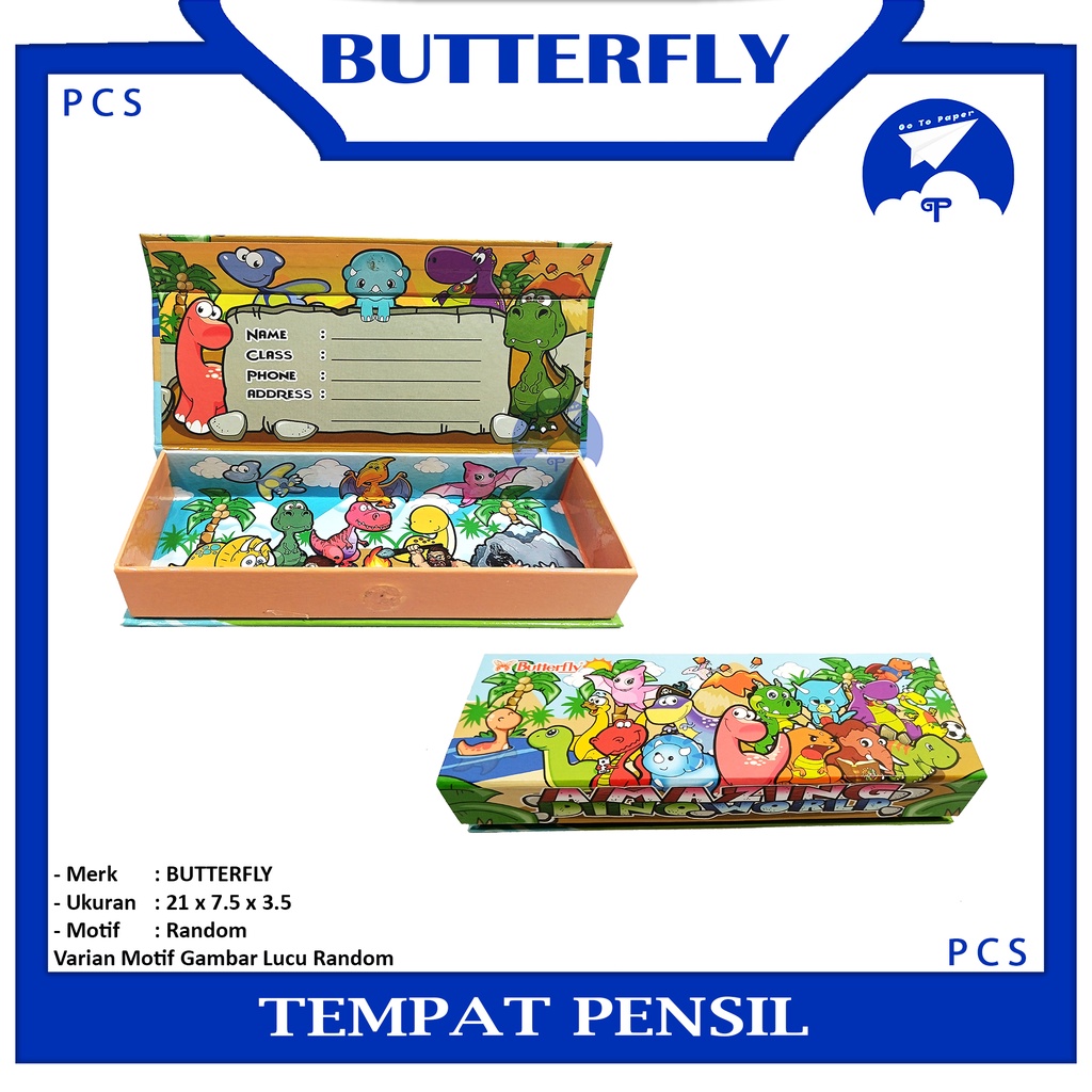 

BUTTERFLY - Tempat Pensil / Pensil Box Motif Random Gambar - Pcs
