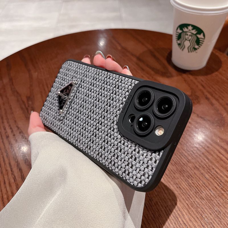 PRADA Casing Soft Case Motif Kotak-Kotak Untuk iPhone 7 8 Plus 7 + 8 + XR XS Max 11 Pro Max 12 Pro Max 13 Pro Max