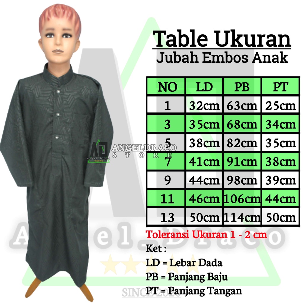 Jubah Koko Gamis Embos Anak Laki Laki Cowo Usia 0-14 Tahun