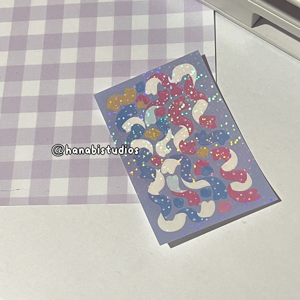 RIBBON KISS CUT STIKER DECO BULLET JOURNAL BUJO by hanabistudios