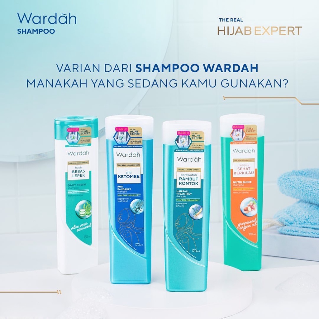 WARDAH Hairfall Treatment Shampoo Indonesia / Rambut 170ml / The Real Hijab Expert / Scalpcare Technology / Rosemary + Ginseng / Kulit Kepala Nutrisi Rontok Patah Bersih / Skincare Hair Care Conditioner Kondisioner / Anti Dandruff Daily Fresh Nutri Shine