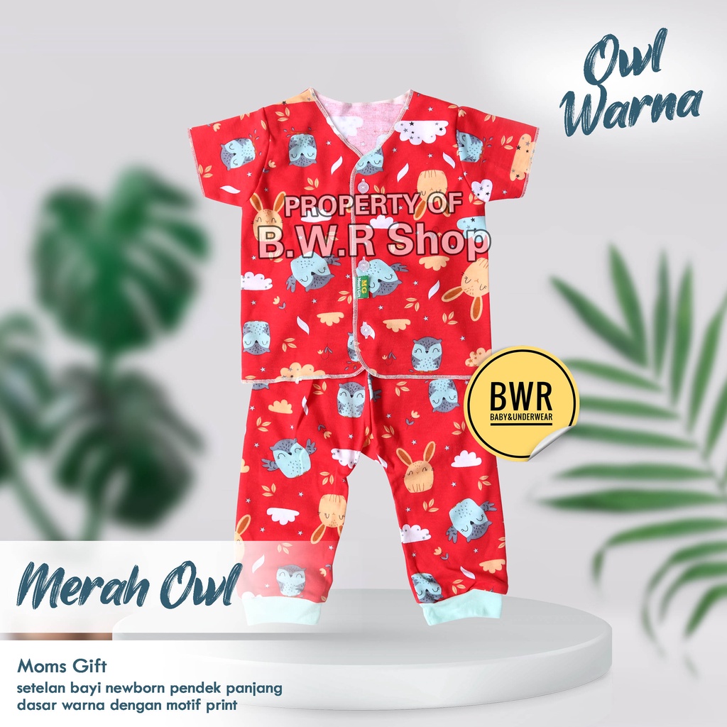 [ 3pc ] Setelan Moms Gift CPR KANCING Owl Warna / Baju Bayi Newborn 0-6 bulan Mom's Gift | Bwr