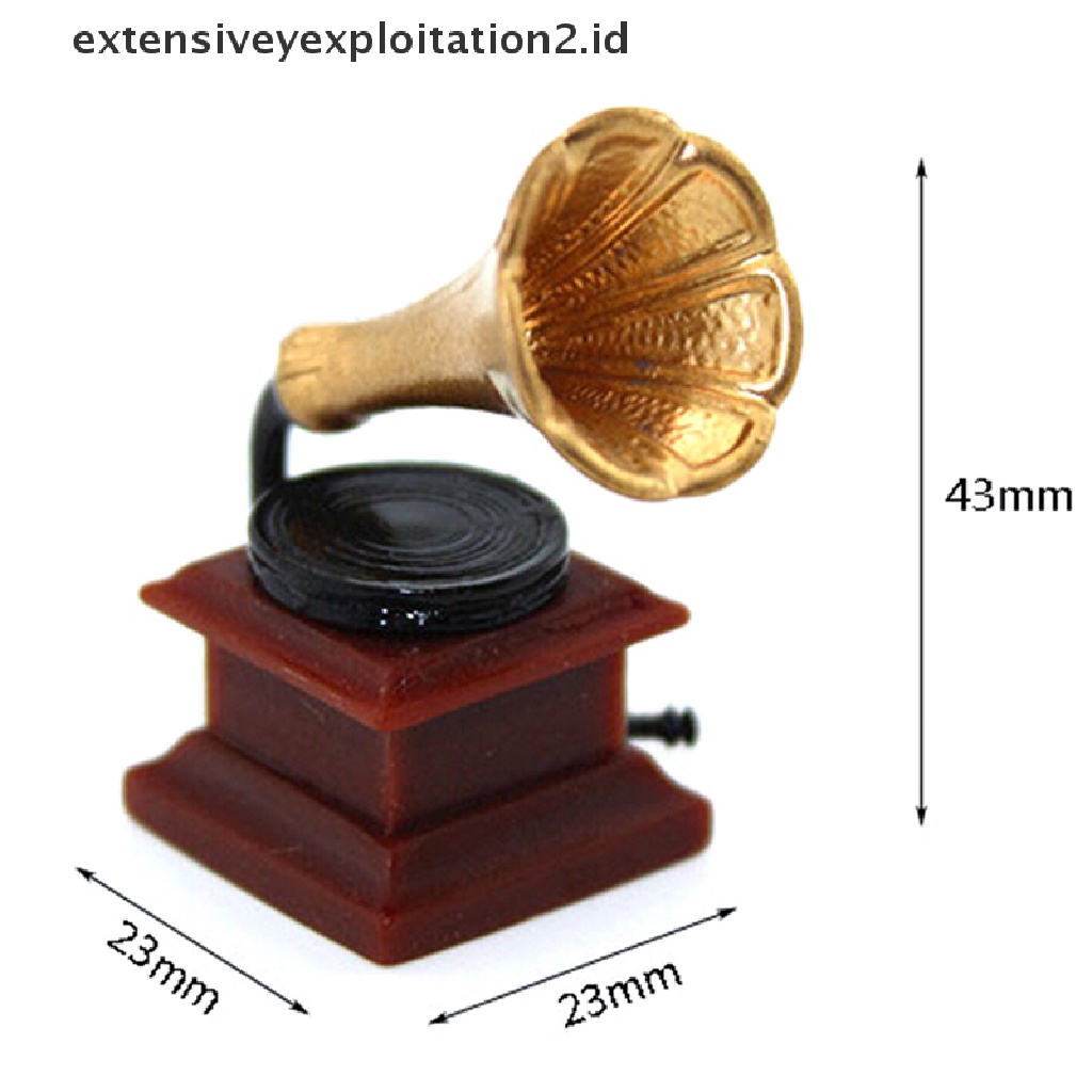 Mainan Miniatur phonograph retro Skala 1: 12 Untuk Dekorasi Rumah Boneka diy  .