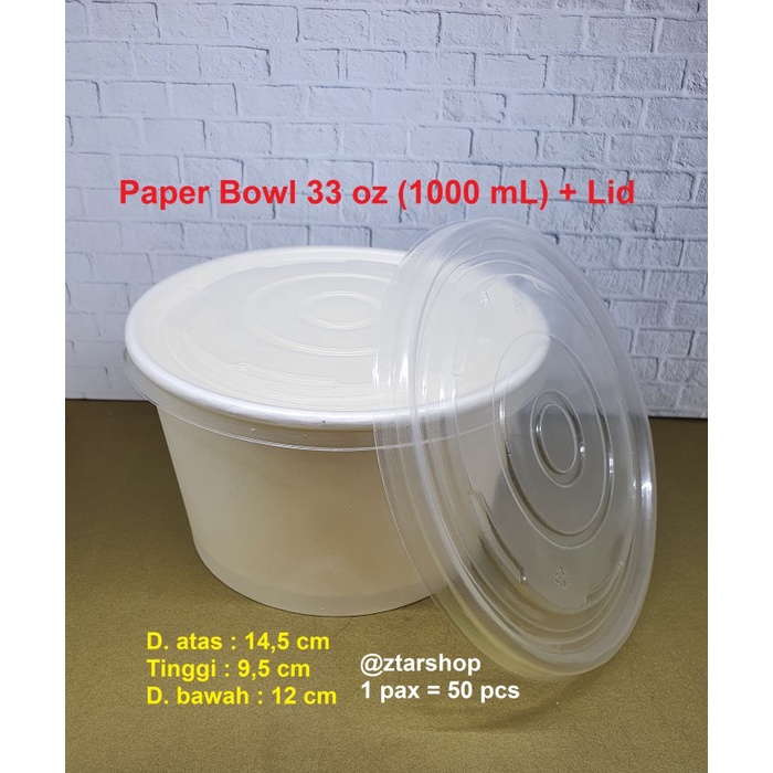 Paper Bowl 33 Oz (1000Ml) + Tutup